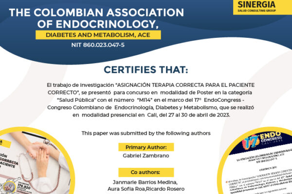 Certification by the Colombian Association of Endocrinology